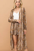 And The Why Snake Print Kimono Open Front Longline Cardigan - Hovatok