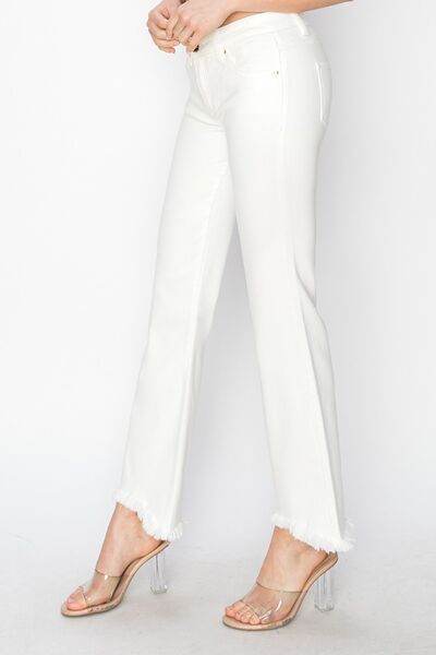 RISEN Full Size Tummy Control Crop Flare Step Hem Pants - Hovatok