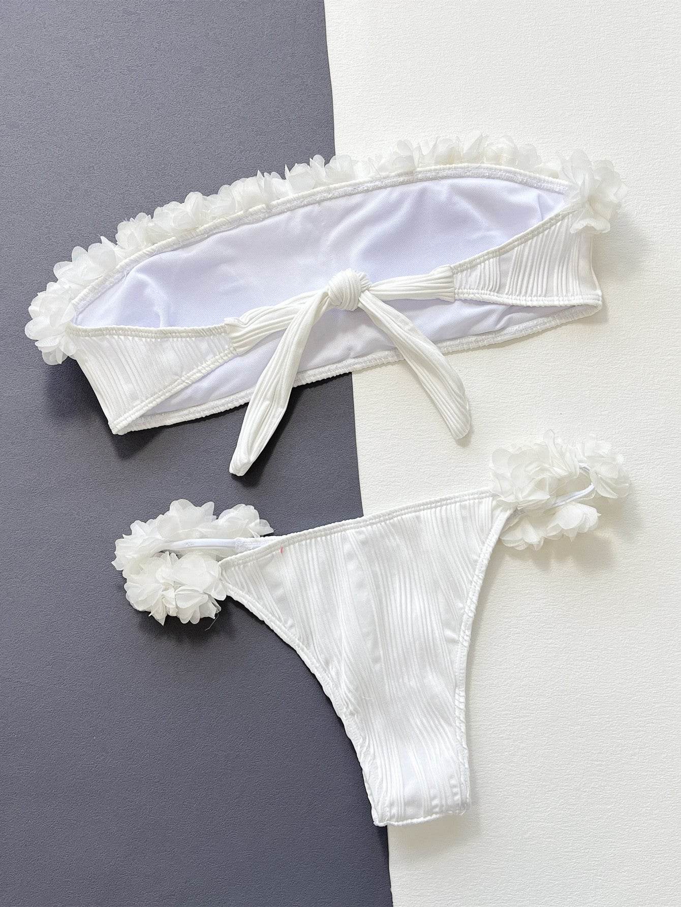 Applique Tie Back Two-Piece Bikini Set - Hovatok