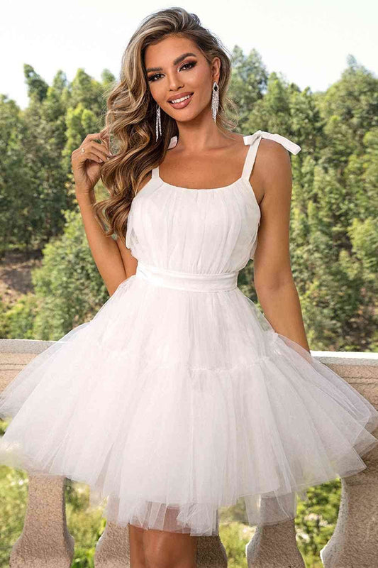 Tie-Shoulder Mesh Dress - Hovatok