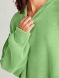 Double Take Side Slit Round Neck Long Sleeve Sweater - Hovatok