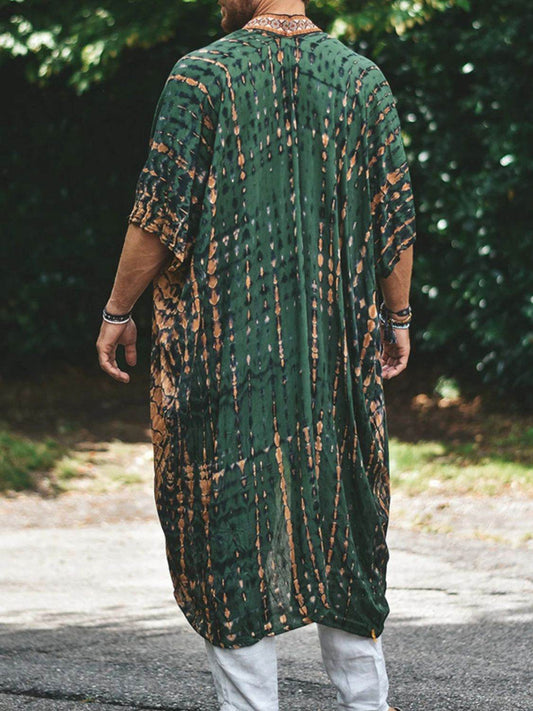 Men's Plus Size Printed Open Front Cover-Up - Hovatok