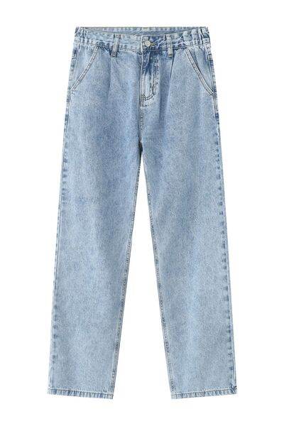 Mid Rise Baggy Jeans with Pockets - Hovatok