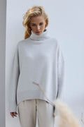 Basic Bae Turtleneck Dropped Shoulder Long Sleeve Sweater - Hovatok