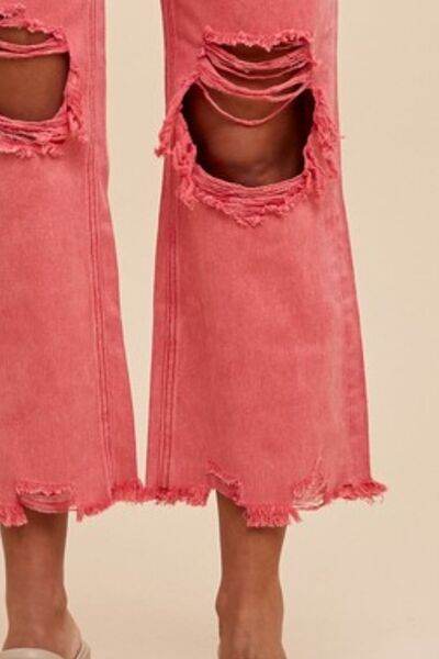 Annie Wear Distressed Raw Hem Jeans - Hovatok