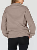 Mock Neck Drop Shoulder Long Sleeve Sweatshirt - Hovatok