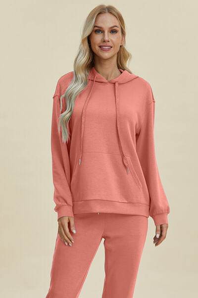 Basic Bae Full Size Air Scuba Drawstring Long Sleeve Hoodie with Kangaroo Pocket - Hovatok