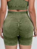 Washed High Waist Active Shorts - Hovatok