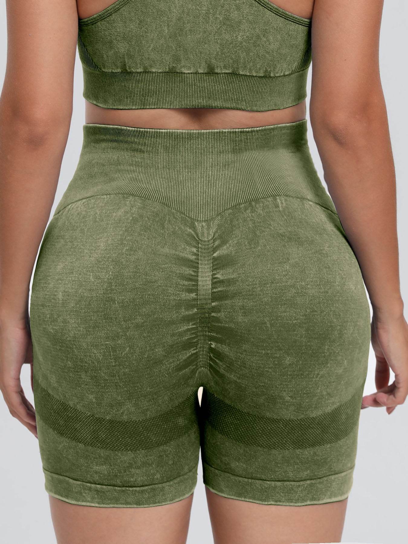 Washed High Waist Active Shorts - Hovatok