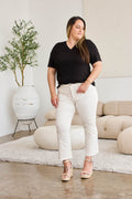 RFM Mini Mia Full Size Tummy Control High Waist Raw Hem Jeans - Hovatok