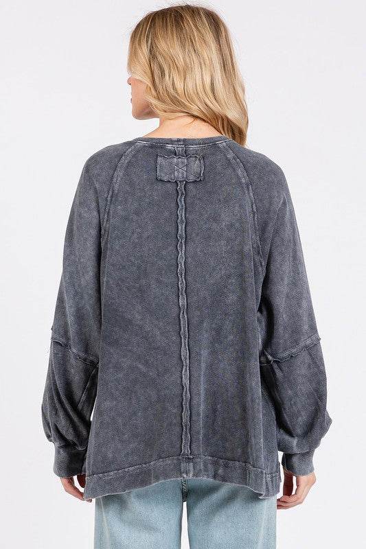 Mittoshop Mineral Wash Raglan Long Sleeve Oversized Top - Hovatok