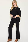 Basic Bae Full Size Bamboo Drop Shoulder T-Shirt and Flare Pants Set - Hovatok