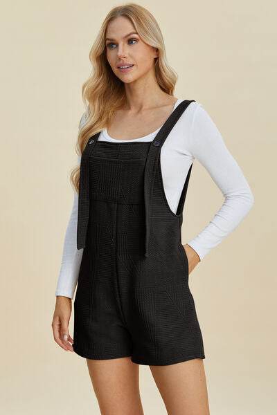 Double Take Full Size Texture Sleeveless Romper - Hovatok