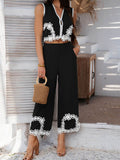 Devine Contrast Cropped Vest and Pants Set - Hovatok