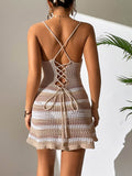 Cutout Striped Spaghetti Strap Cover Up Dress - Hovatok