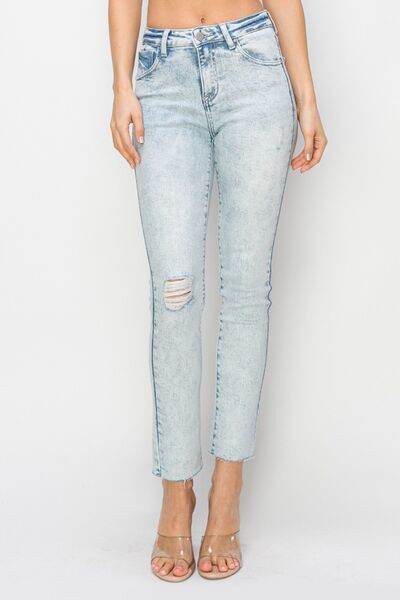 Risen Full Size High Rise Distressed Skinny Jeans - Hovatok