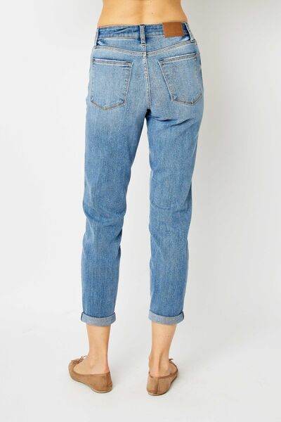 Judy Blue Full Size Cuffed Hem Slim Jeans - Hovatok