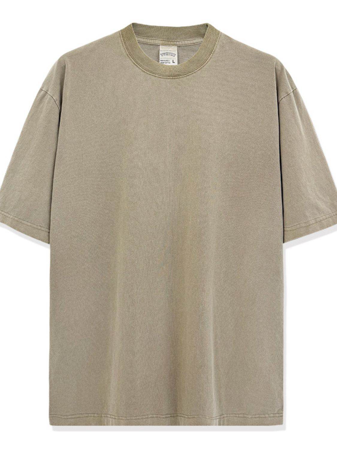 Men's Full Size Round Neck Washed T-Shirt Plus Size - Hovatok