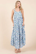 Mittoshop Flower Print Tiered Sleeveless Empire Maxi Dress - Hovatok