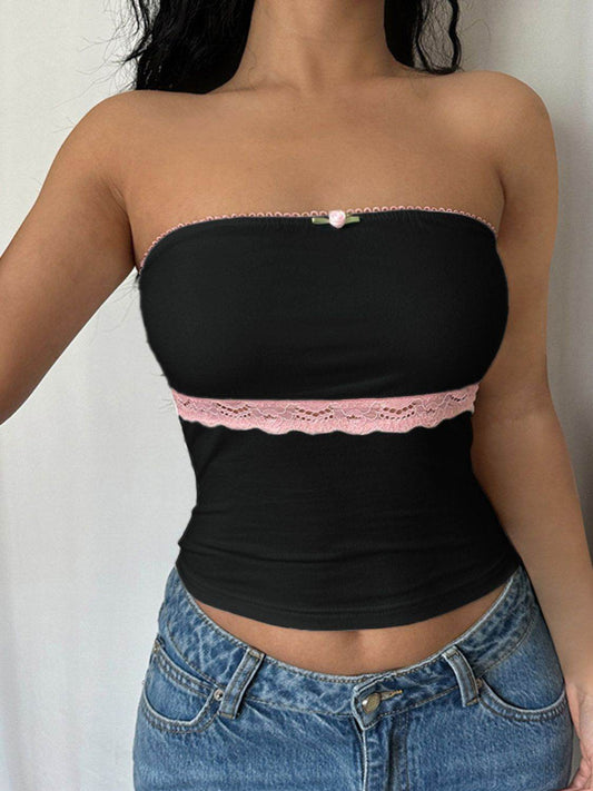 Devine Lace Detail Tube Top - Hovatok