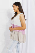White Birch Full Size Watching the Sunset Color Block Babydoll Top - Hovatok