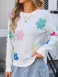 Angel Wings Flower Round Neck Long Sleeve Sweater - Hovatok