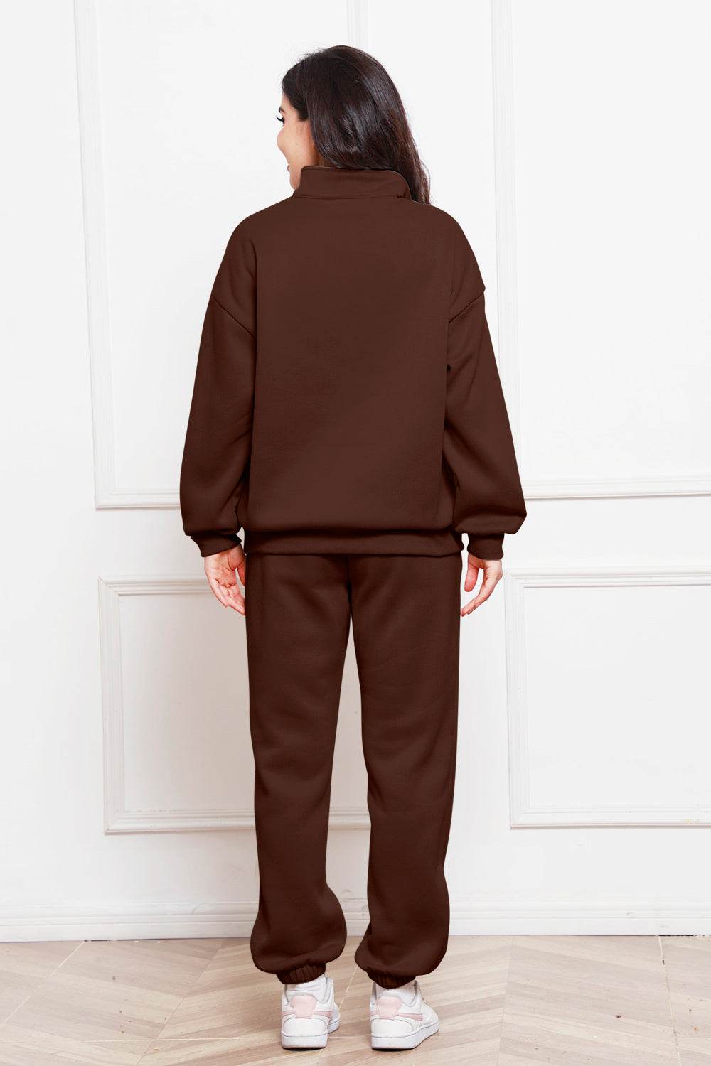 Half Zip Long Sleeve Sweatshirt and Pants Set - Hovatok