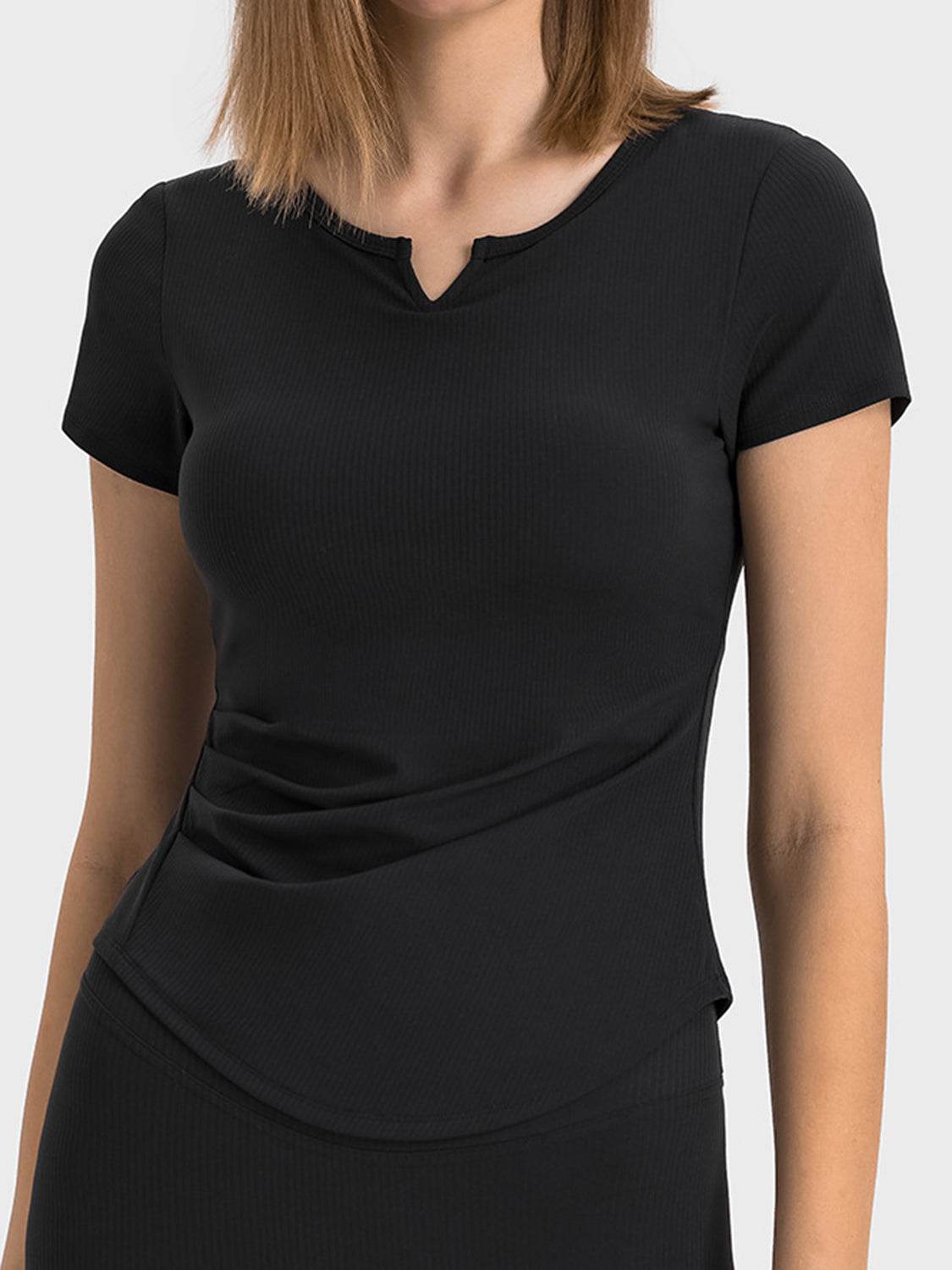 Millennia Notched Short Sleeve Active T-Shirt - Hovatok