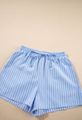 Striped Bowknot Detail Puff Sleeve Top and Shorts Set - Hovatok