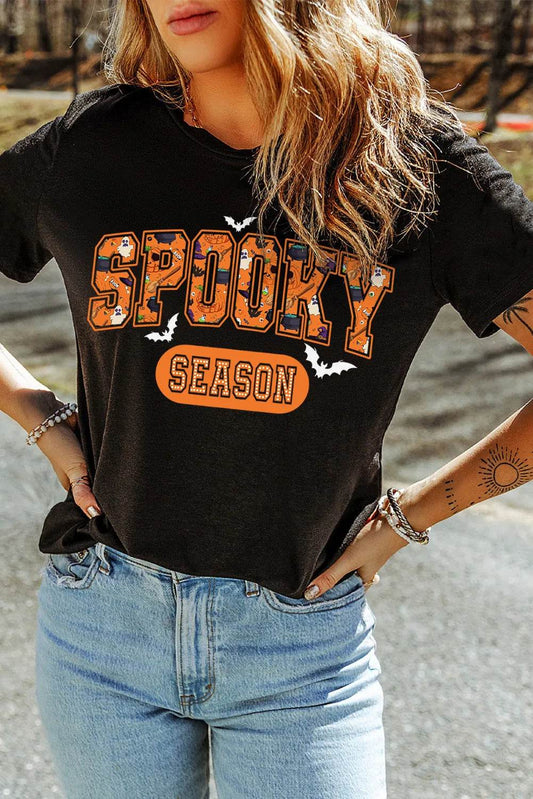 SPOOKY SEASON Round Neck Short Sleeve T-Shirt - Hovatok
