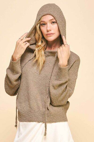 Davi & Dani Drop Shoulder Long Sleeve Hooded Sweater - Hovatok