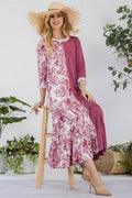 Celeste Full Size Contrast Tie Dye Ruffled Midi Dress Plus Size - Hovatok