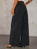 Button Down Vest and Wide Leg Jeans Denim Set - Hovatok