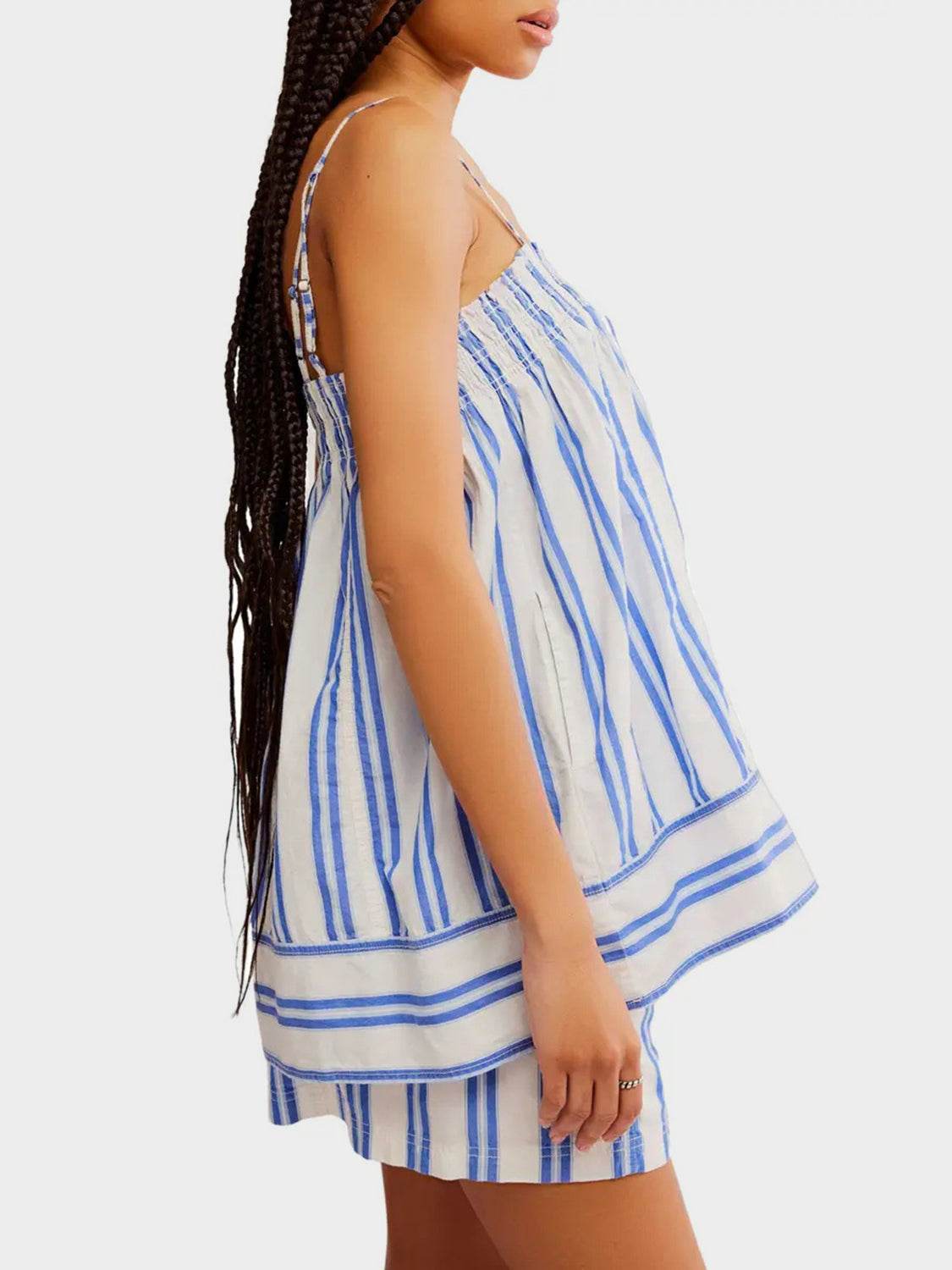 Smocked Square Neck Cami and Shorts Set - Hovatok