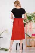 Celeste Full Size Two Tone Animal Print Flutter Sleeve Midi Dress Plus Size - Hovatok