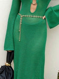 Slit Plunge Flare Sleeve Cover-Up Dress - Hovatok