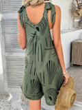Devine Printed Tie Shoulder Overalls with Pockets - Hovatok