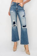 Risen Full Size High Rise Distressed Ankle Flare Jeans - Hovatok