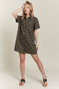 ADORA Floral Button-Up Mini Denim Dress - Hovatok
