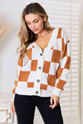 Angel Wings Double Take Button-Up V-Neck Dropped Shoulder Cardigan - Hovatok
