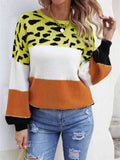 Angel Wings Color Block Round Neck Sweater - Hovatok
