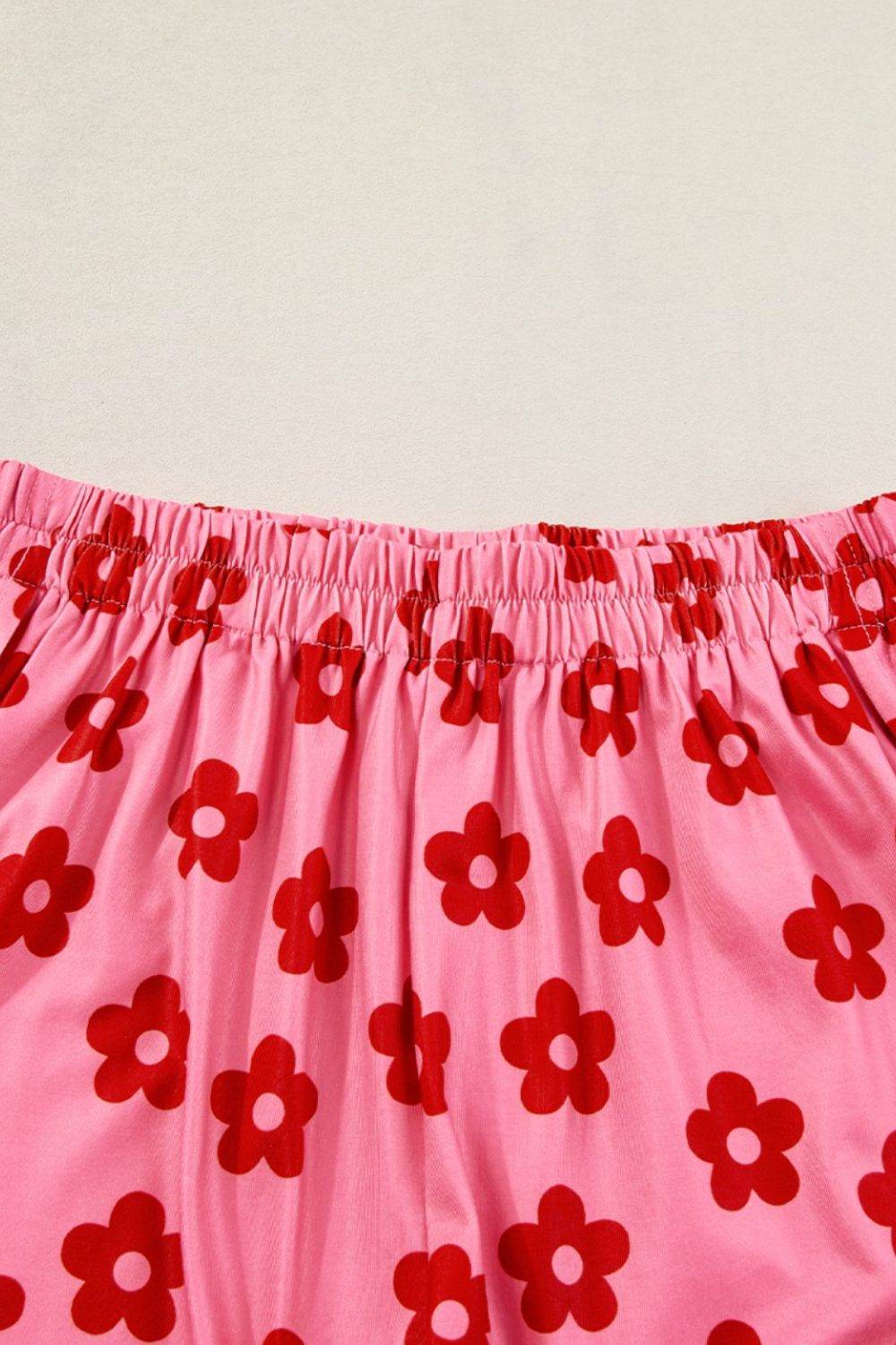 Floral Cropped Tee and Shorts Lounge Set - Hovatok