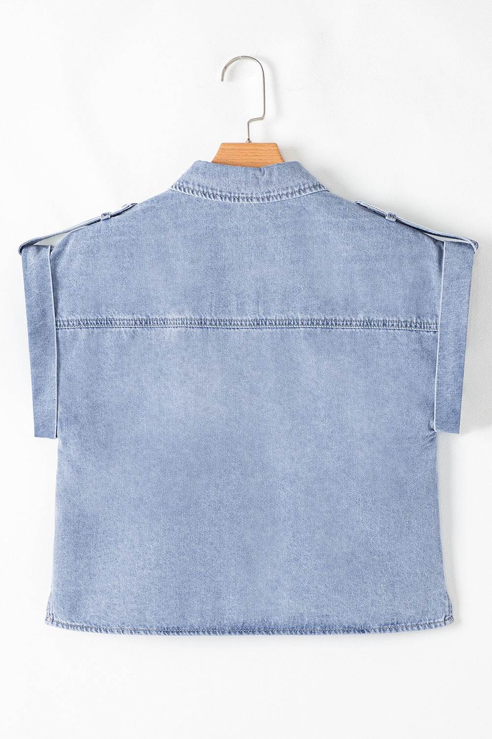 Snap Down Cap Sleeve Denim Top - Hovatok