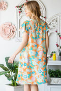 Heimish Full Size Ruffled Short Sleeve Floral Mini Dress Plus Size - Hovatok