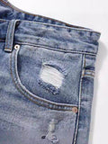 Men's Distressed Denim Bermuda Shorts - Hovatok