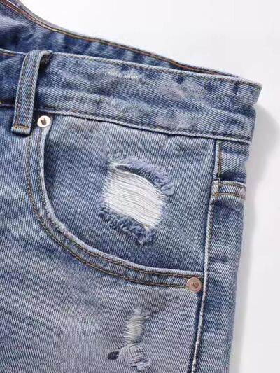 Men's Distressed Denim Bermuda Shorts - Hovatok