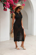 Cutout Openwork Round Neck Sleeveless Cover-Up - Hovatok