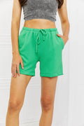 Blumin Apparel Too Good Full Size Ribbed Shorts in Green - Hovatok