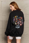 Simply Love Full Size Flower Graphic Sweatshirt - Hovatok