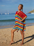 Angel Wings Cutout Striped Cover-Up with Tassel - Hovatok